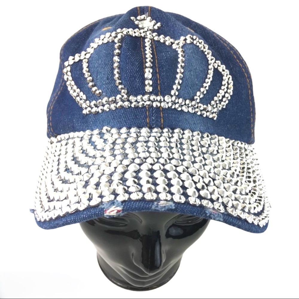 CROWN Design Embellished Denim Jean Hat